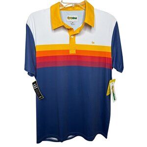 NWT Tipsy Elves Mens Small Short Sleeve Polo Shirt‎ Retro Stripe Multicolor